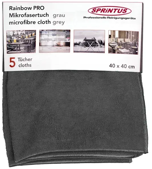 Microfasertuch Sprintus Rainbow Pro 40x40 cm grau Hochleistungstuch für unterschiedliche Oberflächen