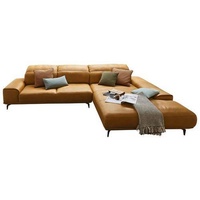 Musterring Ecksofa MR 2490, Gelb, Leder, Echtleder, Longlife-Leder, 4-Sitzer, Ottomane rechts, nicht einzeln stellbar, L-Form, 342x207 cm, Goldenes M, Typenauswahl, Fußauswahl, Lederauswahl, Stoffauswahl, seitenverkehrt erhältlich, Hocker Rücken echt, Wohnzimmer, Sofas & Couches, Wohnlandschaften, Ecksofas