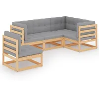 vidaXL Garten-Lounge-Set 5-tlg. grau Kiefer