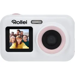 ROLLEI Sportsline Fun Digitale Kompaktkamera Weiß, 5 x opt. Zoom, 2.4-Zoll-Display an der Rückseite, 1.3-Zoll-Selfie-Display Frontseite