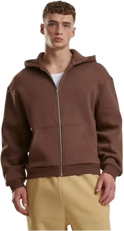 Urban Classics Flauschige Zip-Hoody Sweat & Fleece - Kapuzenjacke mit Reißverschluss schokoladenbraun XL