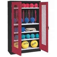 C+P Sportgeräteschrank mit Lochblech-Flügeltüren (Typ 2), HxBxT 195x120x50 cm,