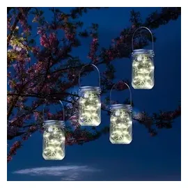 MARELIDA LED Solar Glas Windlicht Laterne Einmachglas für Terrasse 13cm 3er Set