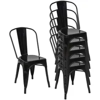 Mendler Bistrostuhl Metall pulverbeschichtet schwarz 6er Set