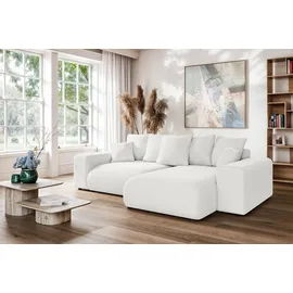 Home Affaire Ecksofa LAKESIDE mit Bettfunktion und Bettkasten, B/T/H 257/166/84 cm, L-Form, Recamiere beidseitig montierbar, mit Wellenunterfederung weiß