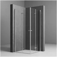 Boromal Eckdusche Duschkabine Eckeinstieg Falttür 185/195H Duschabtrennung Dusche, BxT: 80x80 cm, 6mm ESG Glas 80 cm x 185 cm x 80 cm