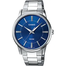Quarzuhr, silber (edelstahlfarben, blau), CASIO TIMELESS COLLECTION, Armbanduhren, Damen, Armbanduhr, Herrenuhr, Damenuhr, analog, Neo-Display