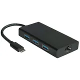 Value USB 3.2 Gen 1 Typ C zu Gigabit Ethernet Konverter + Hub, USB-C 3.0 [Stecker] (12.99.1109)