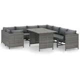 vidaXL 9-tlg. Garten-Lounge-Set mit Kissen Poly Rattan Grau