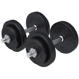 Gorilla Sports Kurzhantelset 20 kg Kunststoff schwarz - 2er Set, Ø 30mm, mit 2 Kurzhantelstangen und 4 Sternverschlüssen