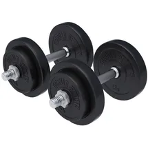 Gorilla Sports Kurzhantelset 20 kg Kunststoff schwarz - 2er Set, Ø 30mm, mit 2 Kurzhantelstangen und 4 Sternverschlüssen