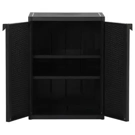 vidaXL Gartenschrank 0,65 x 0,45 x 0,88 m PP Rattan schwarz