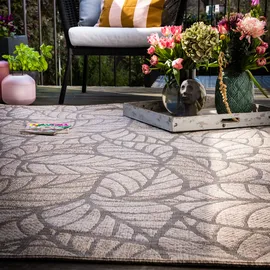 OBSESSION Teppich My Oslo 707, rechteckig, Höhe: 7 mm, Blätter Motiv, In- und Outdoor geeignet grau 120 cm x 170 cm x 7 mm