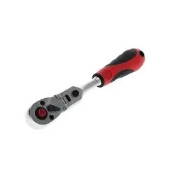 Gelenk-Umschaltknarre 2K-Griff, Druckknopf, Feinverzahnung 72 Zähne, 1/4"