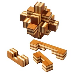 Philos 6054 - Sternpuzzle Bambus, 9 Puzzle Teile, Knobelspiel