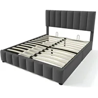 Merax Polsterbett 140x200cm mit Bettkasten, und Lattenrost, Doppelbett Stauraumbett