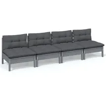 vidaXL 4-Sitzer-Gartensofa mit Anthrazit Kissen Kiefer Massivholz