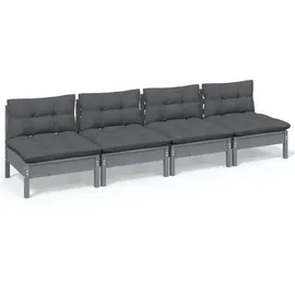 vidaXL 4-Sitzer-Gartensofa mit Anthrazit Kissen Kiefer Massivholz