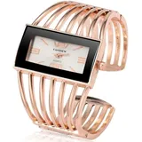 Stilvolle Damenuhr in Roségold– Elegante Spangenuhr mit rechteckigem Zifferblatt, Metallarmband, sicherem Verschluss & Quarzwerk für Alltag & A...