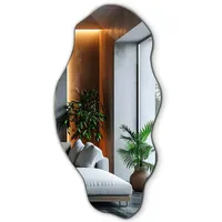 Tulup Spiegel, Blaugrau, Glas, Organisch, 50x100x0.4 cm, Spiegel, Wandspiegel