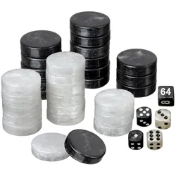 Philos-Spiele Spielsteine, Backgammon, medium, 28 x 8 mm, Kunststoff, schwarz weiß, inkl. Würfel