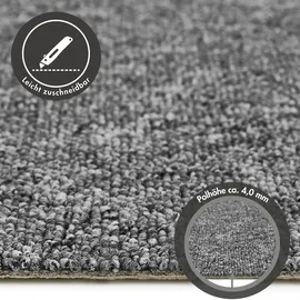 Andiamo Teppichboden ANDIAMO "Carlos, Feinschlinge, Gesamthöhe 6,5 mm, Made in Netherlands", grau, B:400cm L:250cm, Polypropylen, Teppiche, melierte Optik, Breite 200, 400 cm oder 500 cm, strapazierfähig
