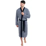 WeWo Fashion Herrenbademantel WEWO FASHION "2726, ideal für Sauna & Spa, Hotelbademantel, Morgenmantel" Gr. XL, blau (navy patterned), L:120cm, Polycotton, Hausmäntel, tolle Musterung