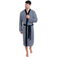 WeWo Fashion Herrenbademantel WEWO FASHION "2726, ideal für Sauna & Spa, Hotelbademantel, Morgenmantel" Gr. XL, blau (navy patterned), L:120cm, Polycotton, Hausmäntel, tolle Musterung