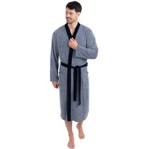 WeWo Fashion Herrenbademantel WEWO FASHION "2726, ideal für Sauna & Spa, Hotelbademantel, Morgenmantel" Gr. XL, blau (navy patterned), L:120cm, Polycotton, Hausmäntel, tolle Musterung