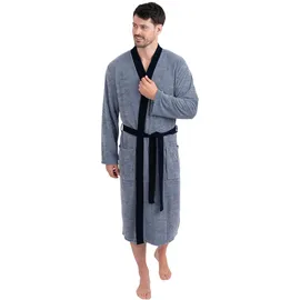 WeWo Fashion Herrenbademantel WEWO FASHION "2726, ideal für Sauna & Spa, Hotelbademantel, Morgenmantel" Gr. XL, blau (navy patterned), L:120cm, Polycotton, Hausmäntel, tolle Musterung