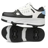 Mateju Schuhe mit Rollen für Kinder: 2-in-1 Skateboardschuhe, Schwarz, 32 EU, Unisex, Rollschuhe, Sport, Outdoor, Kinder und Jugendliche - 32 EU