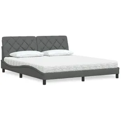 Bett mit Matratze – Dunkelgrau, 180x200 cm, Stoff – Komfort & modernes Design