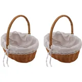 2-teiliges Weidenkorb-set Mit Griff, Geflochtener Aufbewahrungskorb Für Hochzeiten Und Als Wohndekoration