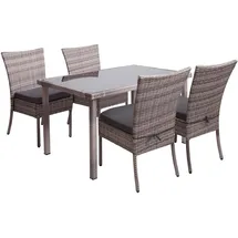 MCW Polyrattan Set MCW-G19 5-tlg. grau-braun/dunkelgrau