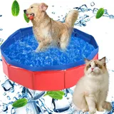 Hundepool Klein,Hunde Pool,Faltbarer Hundepool,Hunde Planschbecken,Planschbecken für Haustiere,Hunde Pool für Kleine Hunde Katze,Hund Schwimmbecken Tragbare,Hundepool Schwimmbad (red, 50x10cm)