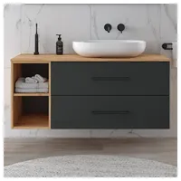 Planetmöbel LUX Waschtischunterschrank mit Regal 120 cm Gold Eiche