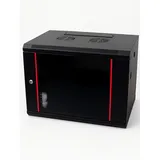 danicom Baseline 9U Wandschrank mit Glastür 600x450x500mm (BxTxH) - Schwarz - Traglast 50 kg - Wandmontage - Serverschrank - Wandgehäuse - Server Rack - Server Enclosure