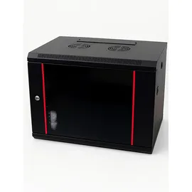 danicom Baseline 9U Wandschrank mit Glastür 600x450x500mm (BxTxH) - Schwarz - Traglast 50 kg - Wandmontage - Serverschrank - Wandgehäuse - Server Rack - Server Enclosure
