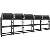 Proregal Mega Deal 5x Reifenregal Dino HxBxT 180 x 120 x 50 cm Fachlast 150 kg bis zu 60 Reifen Schwarz