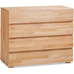 Hasena Woodline Lovara Kommode 4 Schubladen Massivholz 90x40x75 cm - Natur