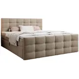 Luxusbetten24 Boxspringbett Luxor Samt mit Stauraum - Beige