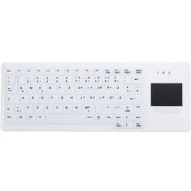 Cherry Active Key Kabellose desinfizierbare Hygiene-Tastatur mit Touchpad, vollversiegelt, weiß, USB, UK (AK-C4400F-GFUS-W/UK)