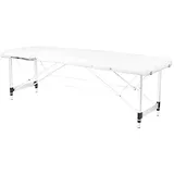 Activeshop Massageliege Klappbar Massagetisch Kosmetikliege Behandlungsliege Massage Table Komfort mit 2 Zonen höhenverstellbaren Aluminium-Füßen und Premium-PU-Leder mit Tragetasche Weiss