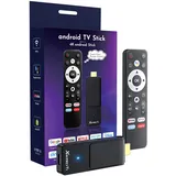 GREVA Android TV Stick 4K Ultra HD-Streaming-Gerät, 2025 Neuestes Android 14.0 TV-Stick Box 2 GB 16 GB HDR/AV1/2,4G/5G WiFi/BT 5.0, Smart Streaming Media Player mit Assistant Sprachfernbedienung