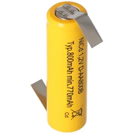 AccuCell Flat Top NiCd Mignon Akku 1,2V 600mAh AA Lötfahne Z-Form, für Notstrombeleuchtung etc.