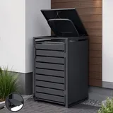 1er-Mülltonnenverkleidung HWC-Q75, Mülltonnenbox Mülltonnenhaus, Deckel Fußpedal Metall 116x68x89cm 35kg anthrazit - Grau