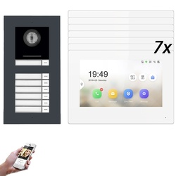 7 Familienhaus LAN IP Video Türsprechanlage IP65, 170° Full HD Kamera Anthrazit, Aufputz oder Unterputz Montage