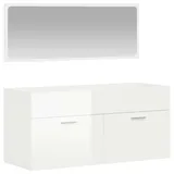 vidaXL Badschrank mit Spiegel 1-tlg. Hochglanz-Weiß