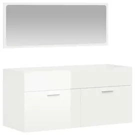 vidaXL Badschrank mit Spiegel 1-tlg. Hochglanz-Weiß