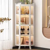 GLMGBP Eckvitrine, Wohnzimmerschränke mit Türen, Glasvitrine, Trophäenvitrine, hoher moderner Büroschrank, für Home Office, Wohnzimmer, Speisekammer